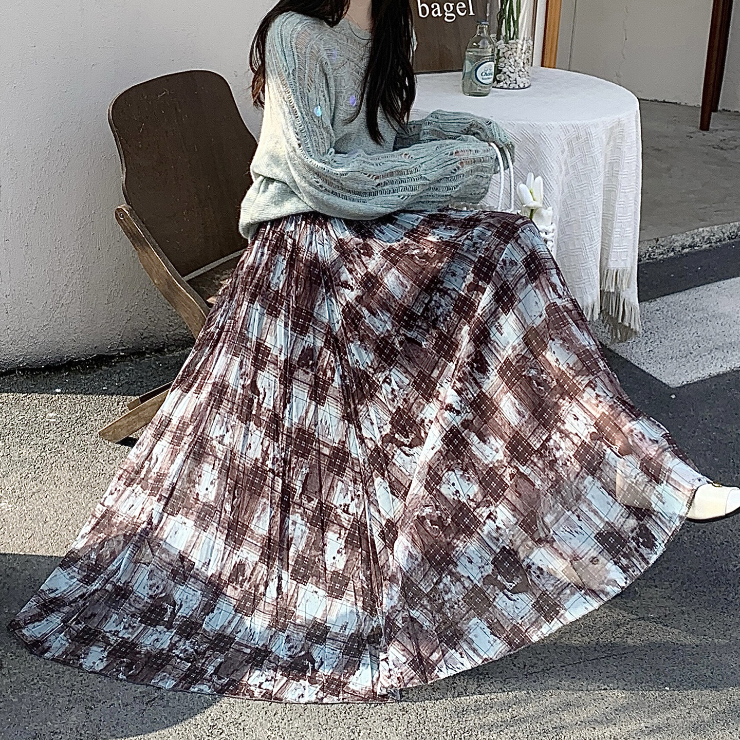 2026 Spring French Style Asymmetrical Vintage Plaid High Waist A-Line Skirt - Image 3