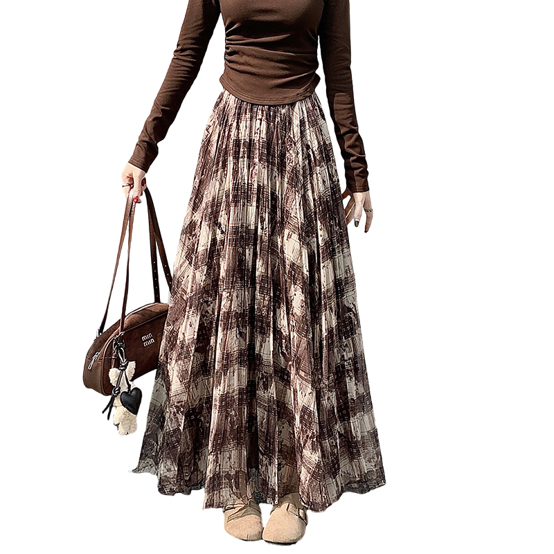 2026 Spring French Style Asymmetrical Vintage Plaid High Waist A-Line Skirt - Image 5